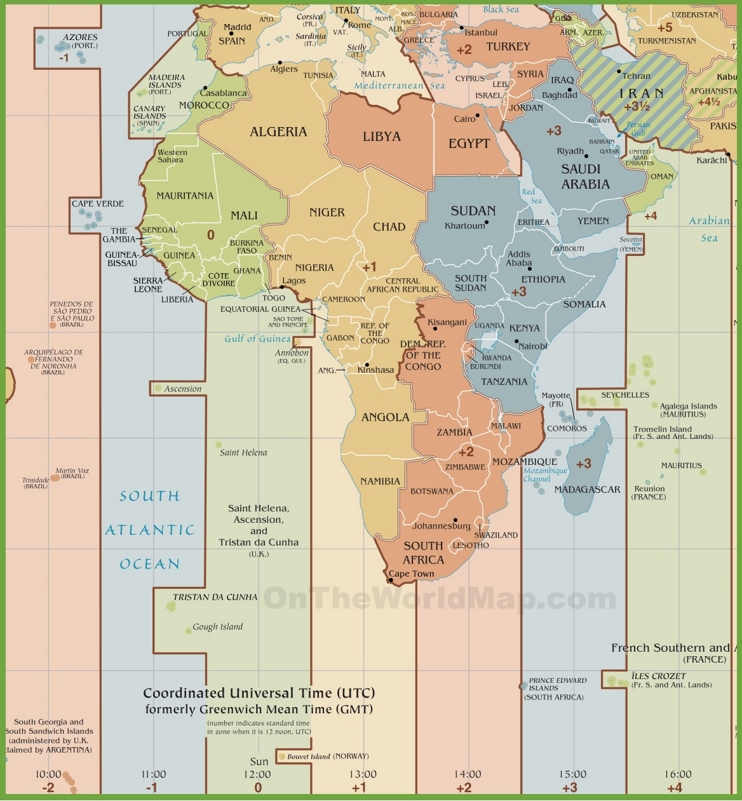 Africa time zone map