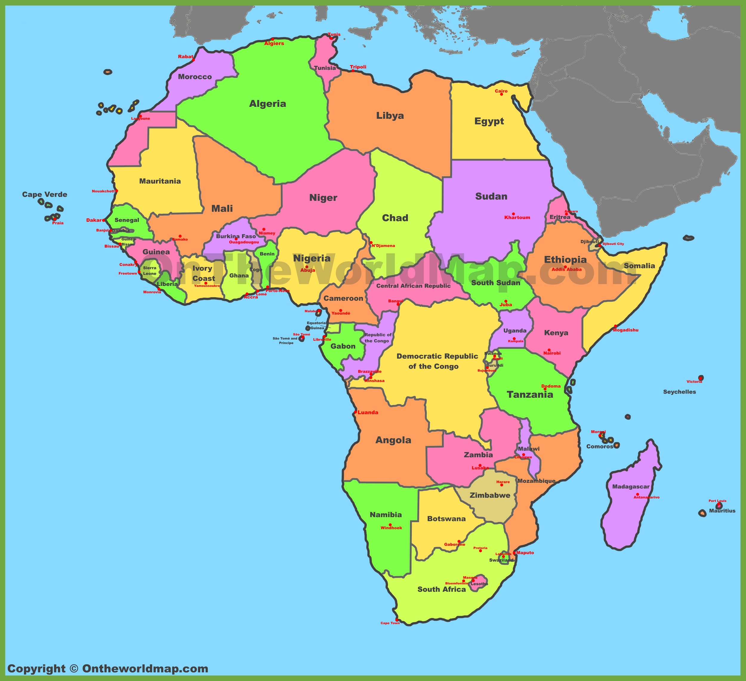 labeled africa countries and capitals map Map Of Africa With Countries And Capitals labeled africa countries and capitals map