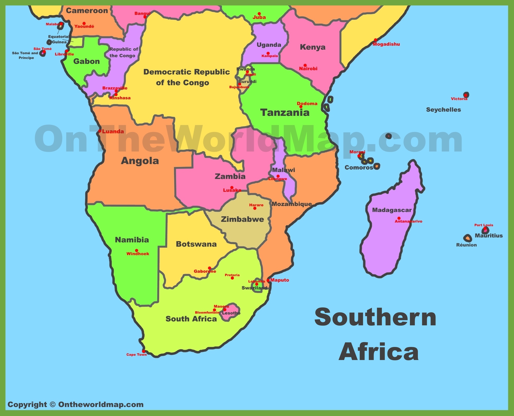 south african countries map