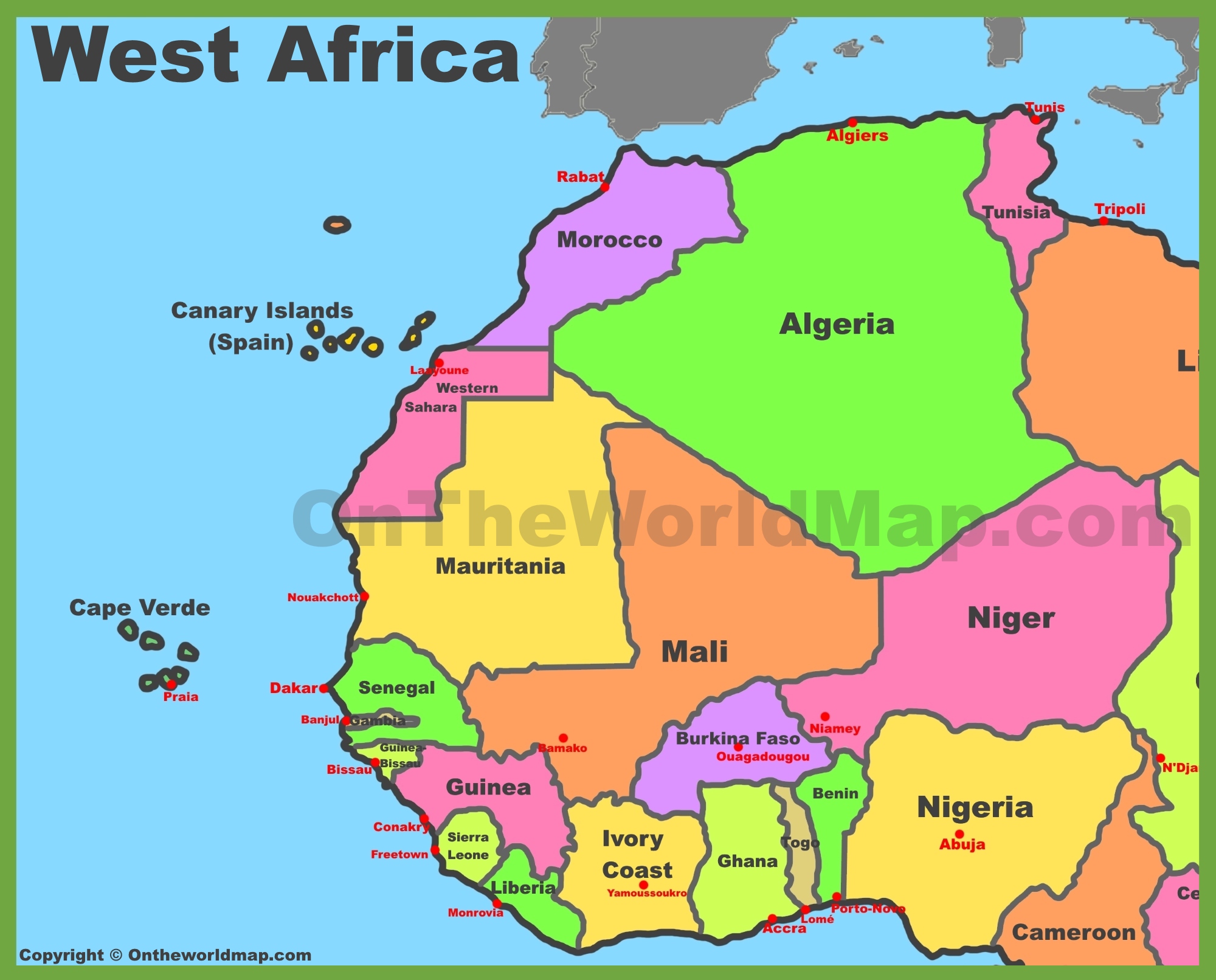 west coast of africa map Map Of West Africa west coast of africa map