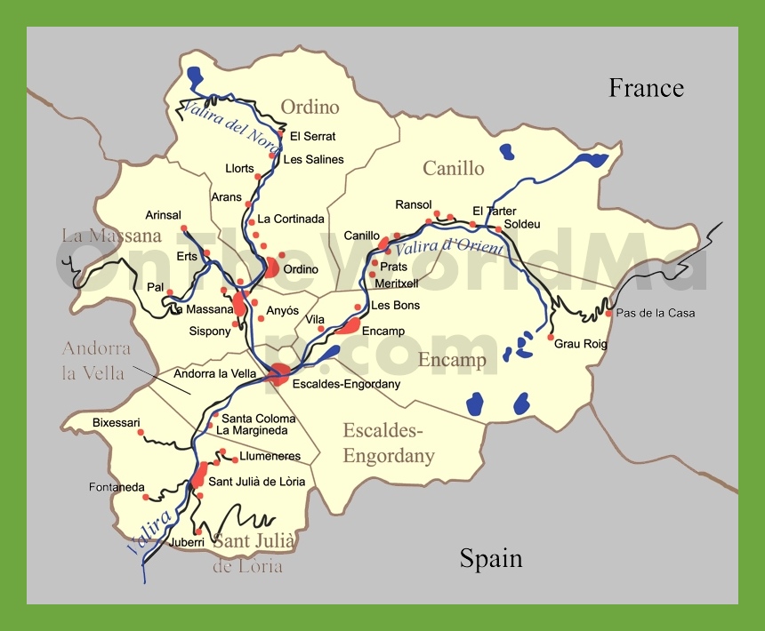 Road map of Andorra