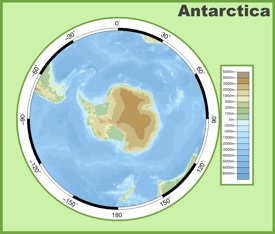 Physical map of Antarctica