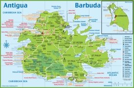 Large detailed tourist map of Antigua and Barbuda