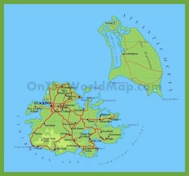 Road map of Antigua and Barbuda