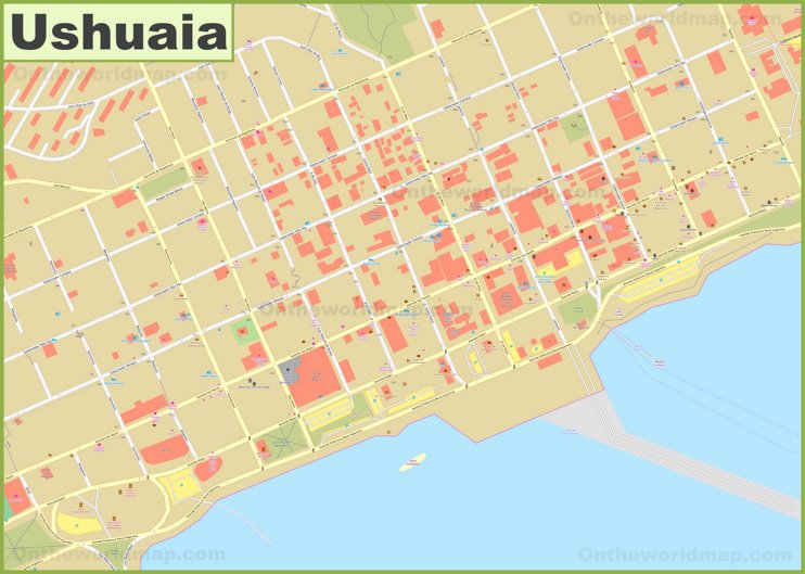 Ushuaia city center map