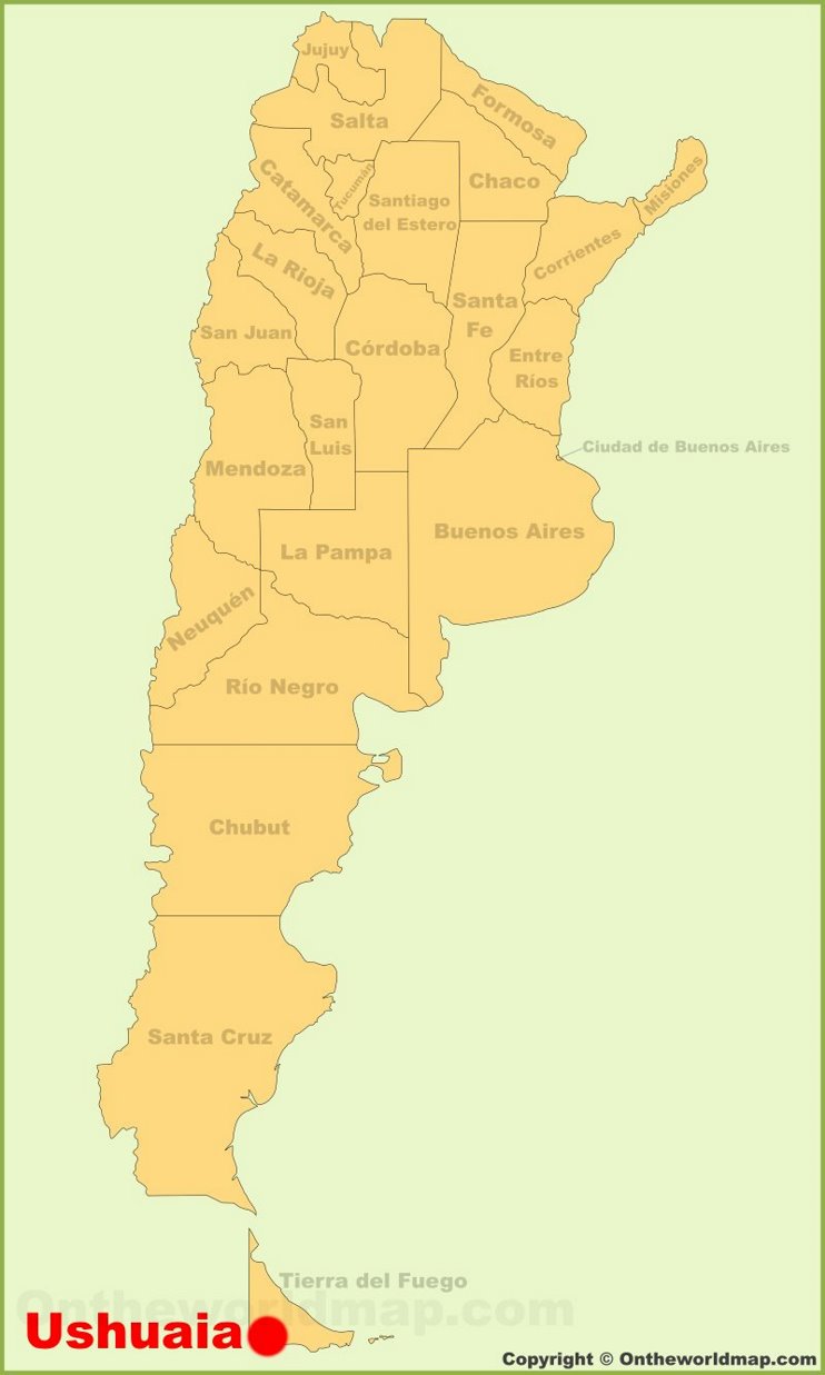 Ushuaia location on the Argentina map