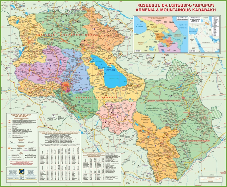 Large detailed map of Armenia with Karabakh