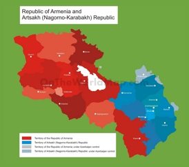 Map of Armenia and disputed territory of Nagorno Karabakh