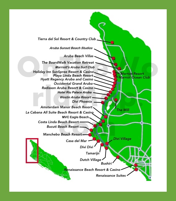 Aruba hotel map