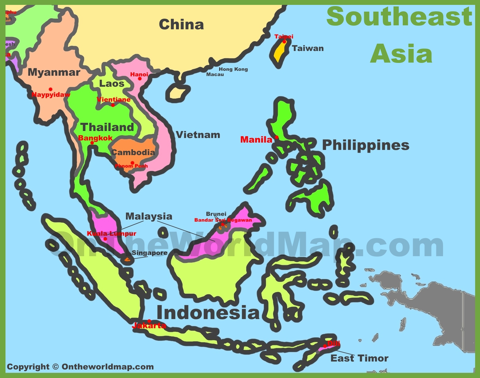 South East Asia Country List Map 