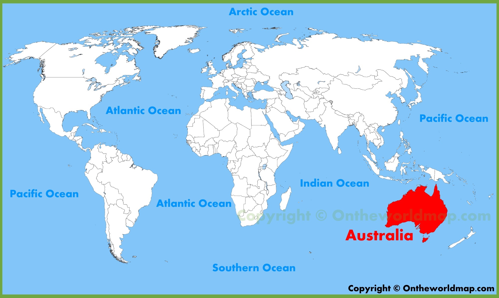 Australia In World Map Smyrna Beach Florida Map