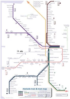 Adelaide train and tram map