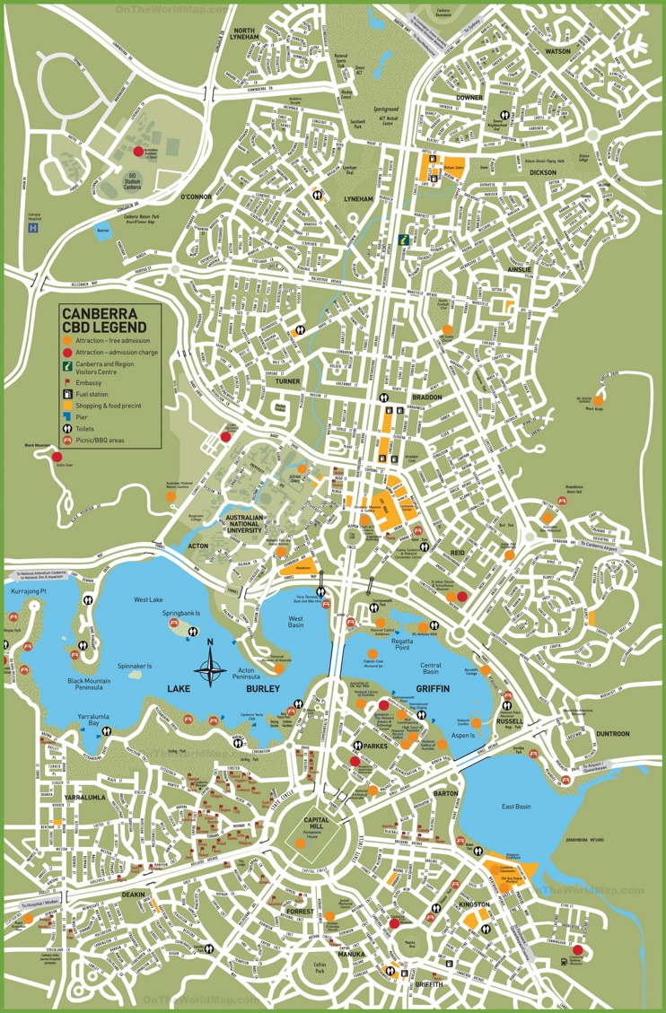 Canberra tourist map