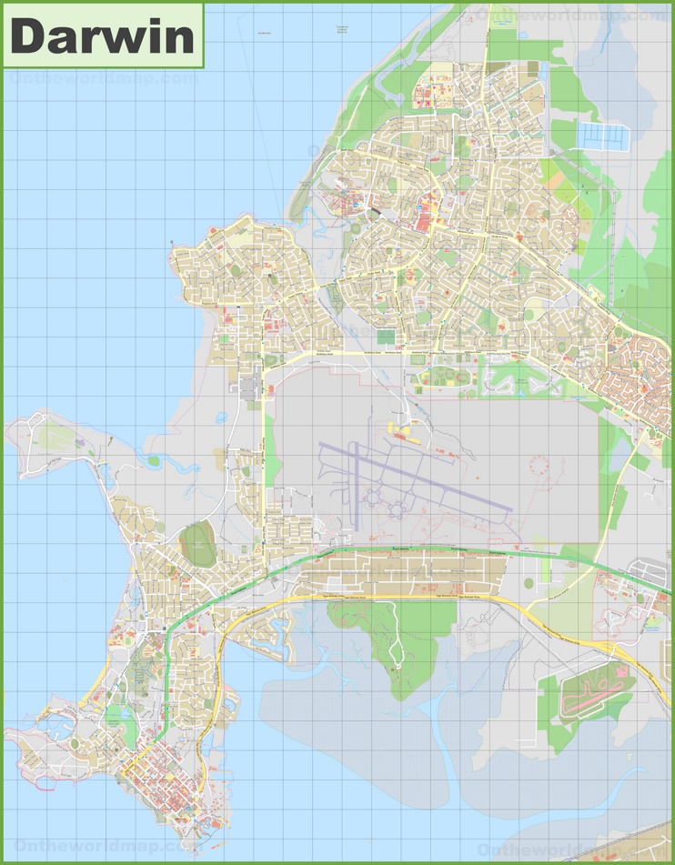 Large detailed map of Darwin