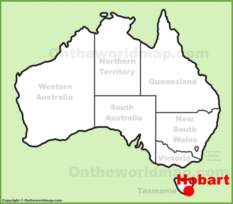 Hobart location on the Australia Map