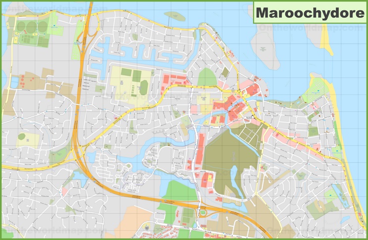 Large detailed map of Maroochydore