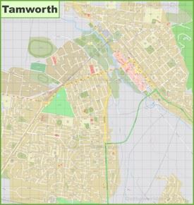 Large detailed map of Tamworth