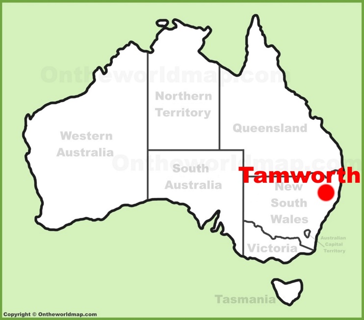 Tamworth location on the Australia Map