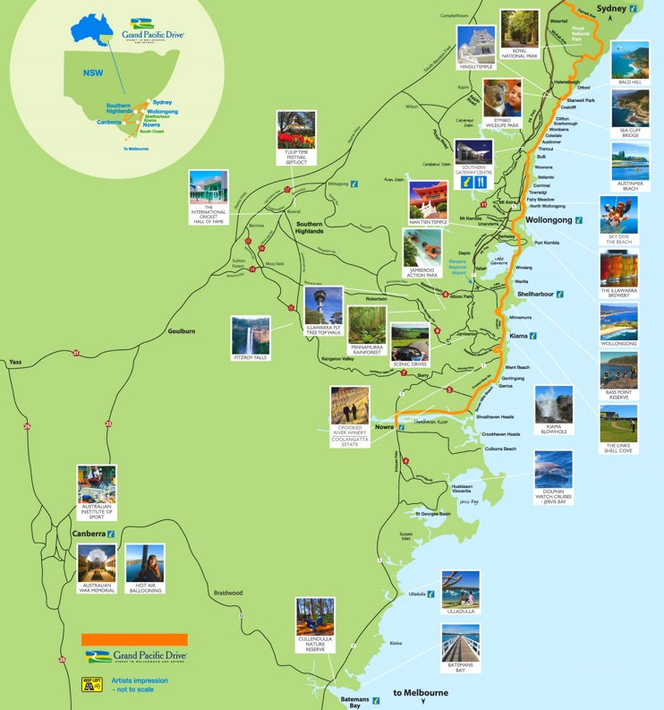 Wollongong area tourist map