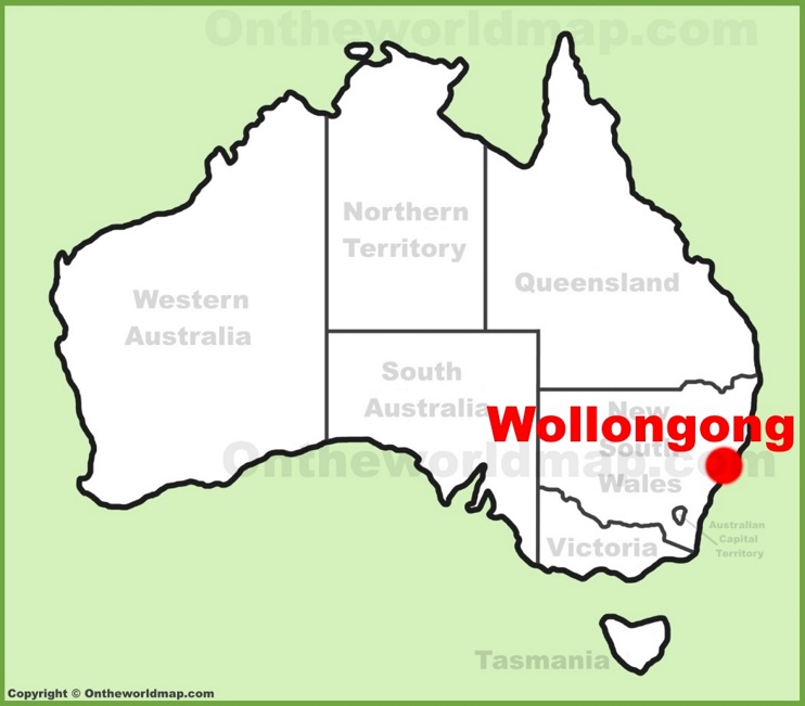 Wollongong location on the Australia Map