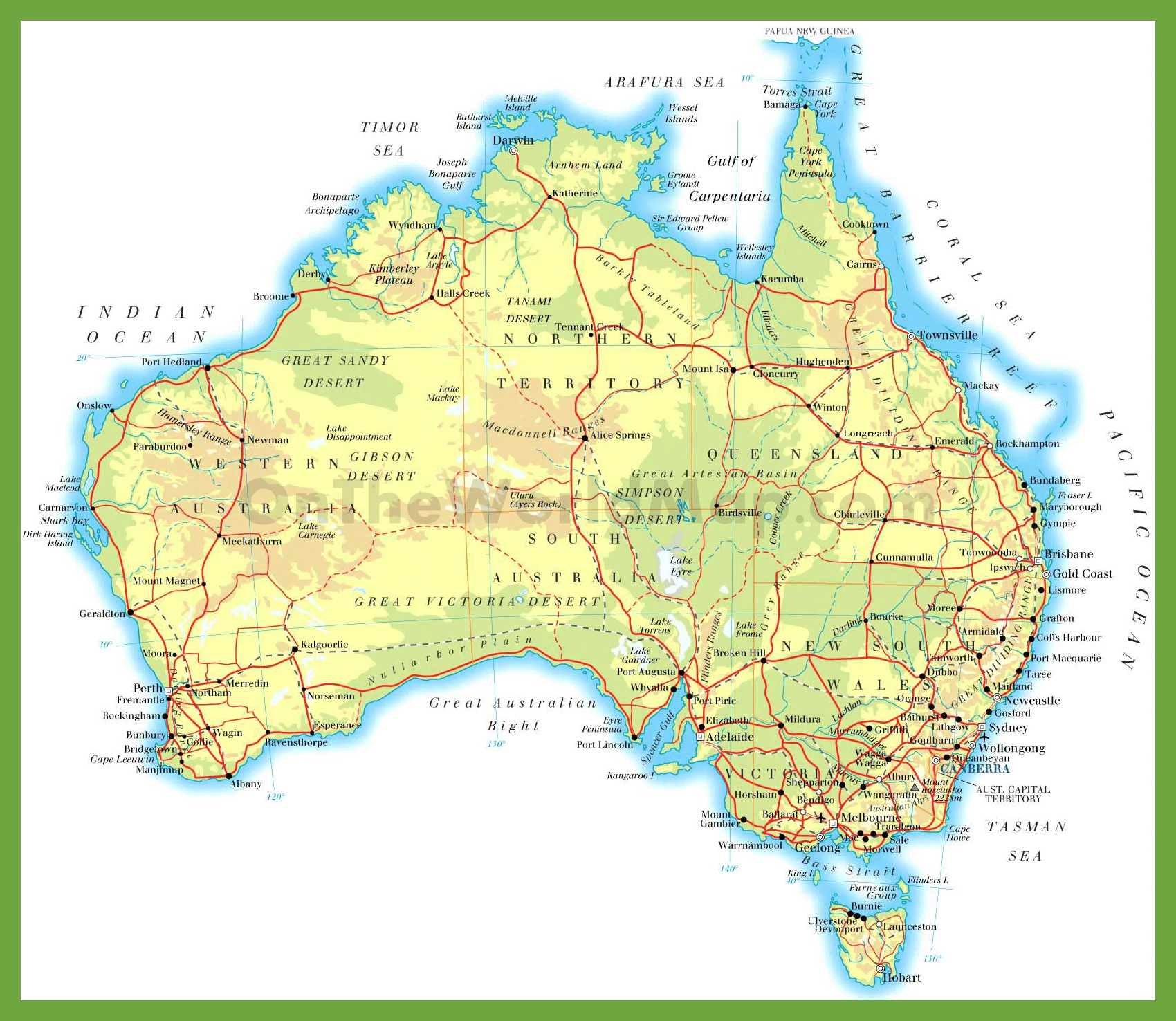 physical-road-map-of-australia