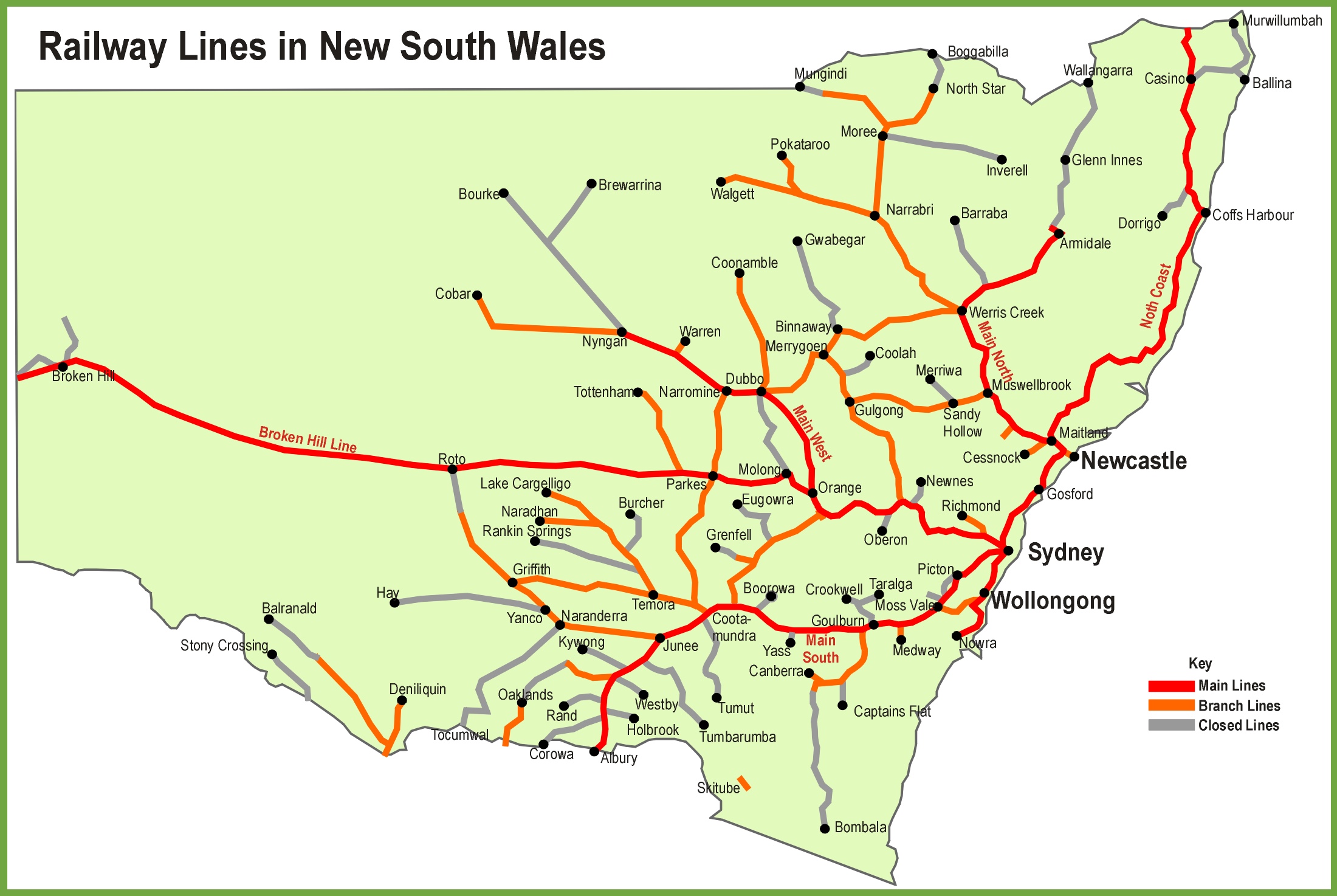 New South Wales Railway Map