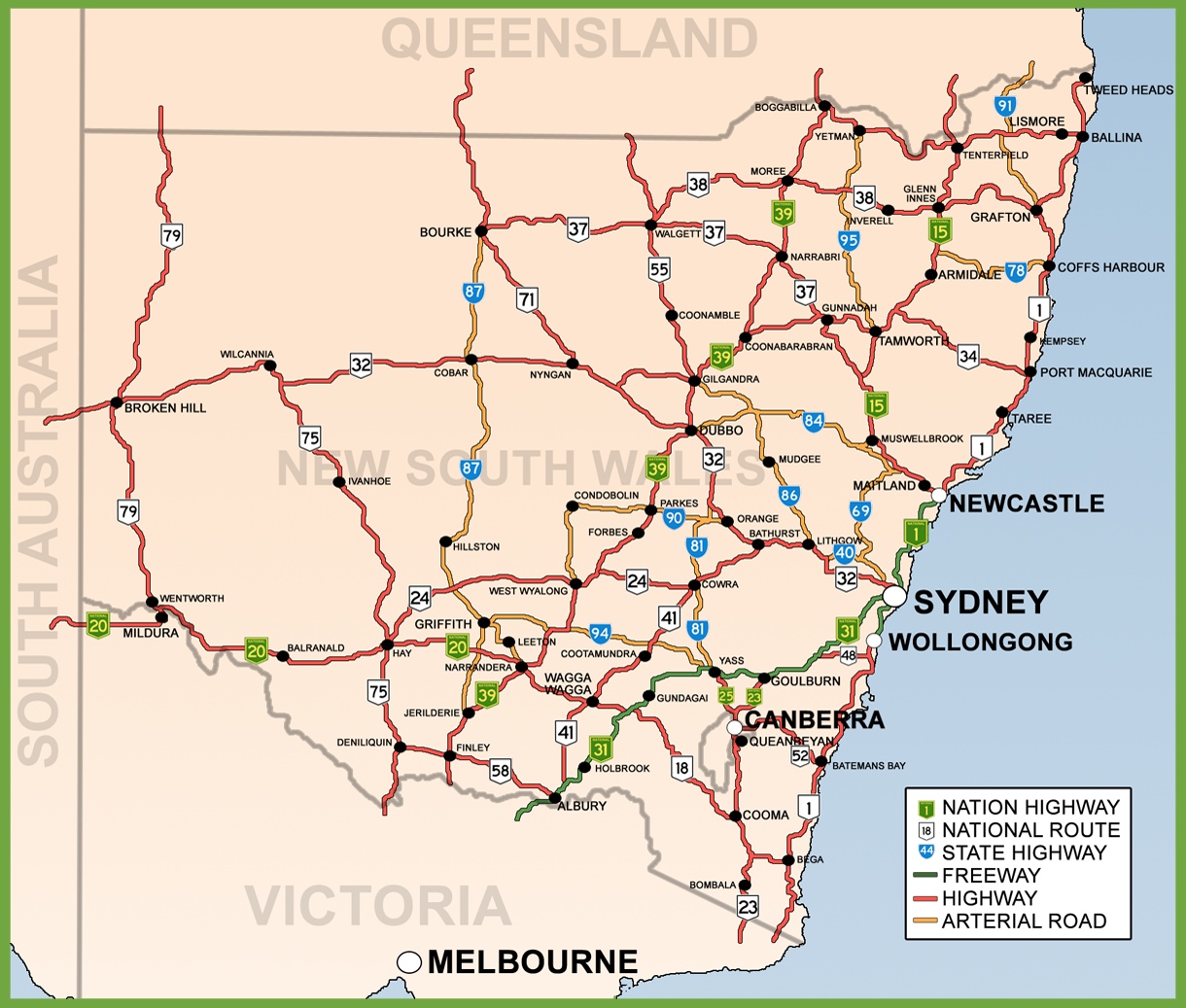 New South Wales Road Map