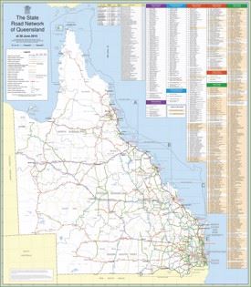 Large detailed road map of Queensland