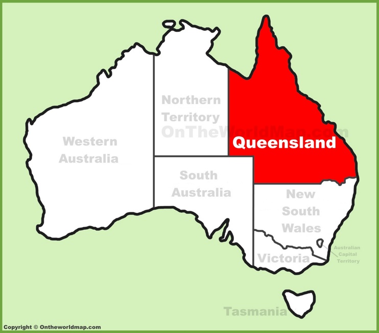 Queensland location on the Australia Map