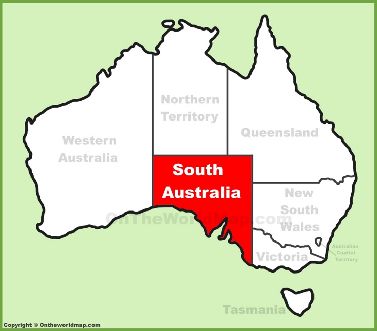South Australia location on the Australia Map
