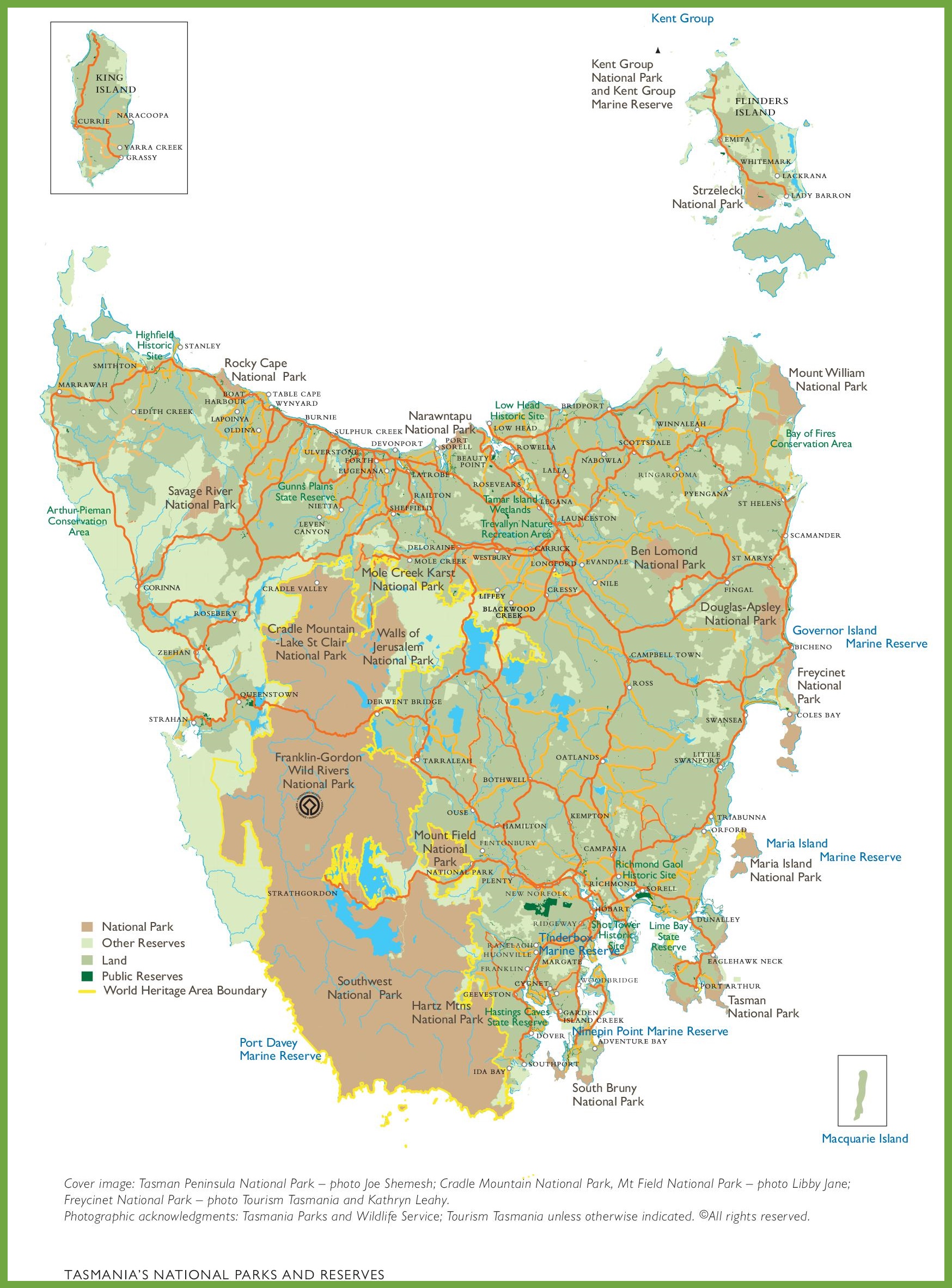 Tasmania National Parks And Reserves Map