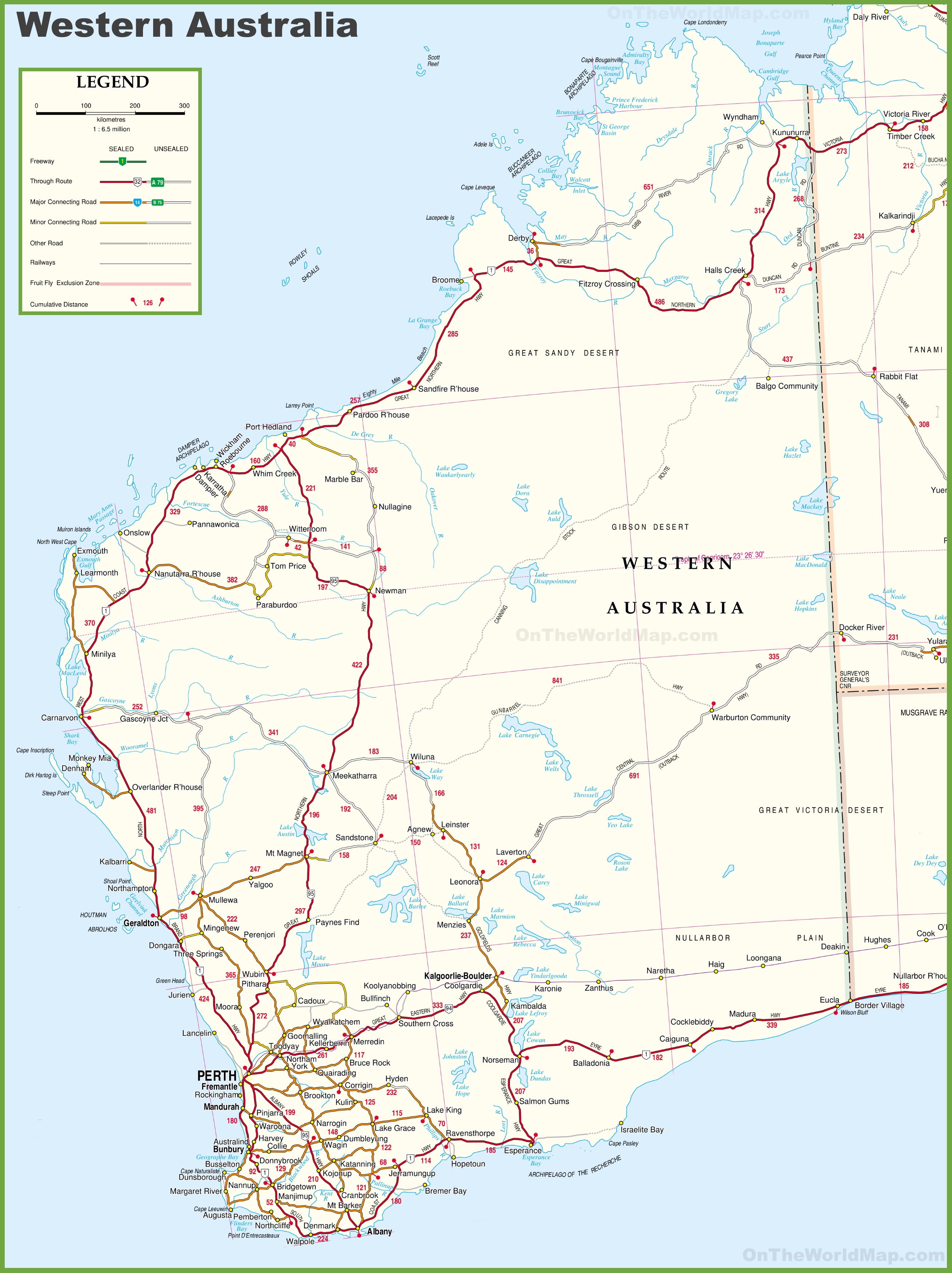 Large Detailed Map Of Western Australia With Cities And Towns