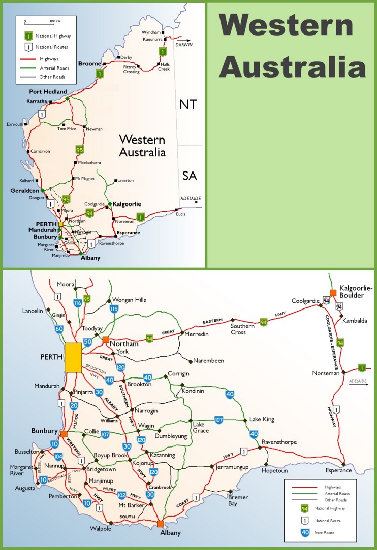 Western Australia highway map