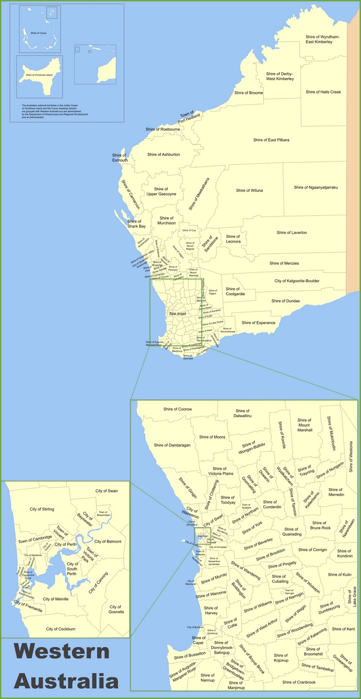 Western Australia local government area map
