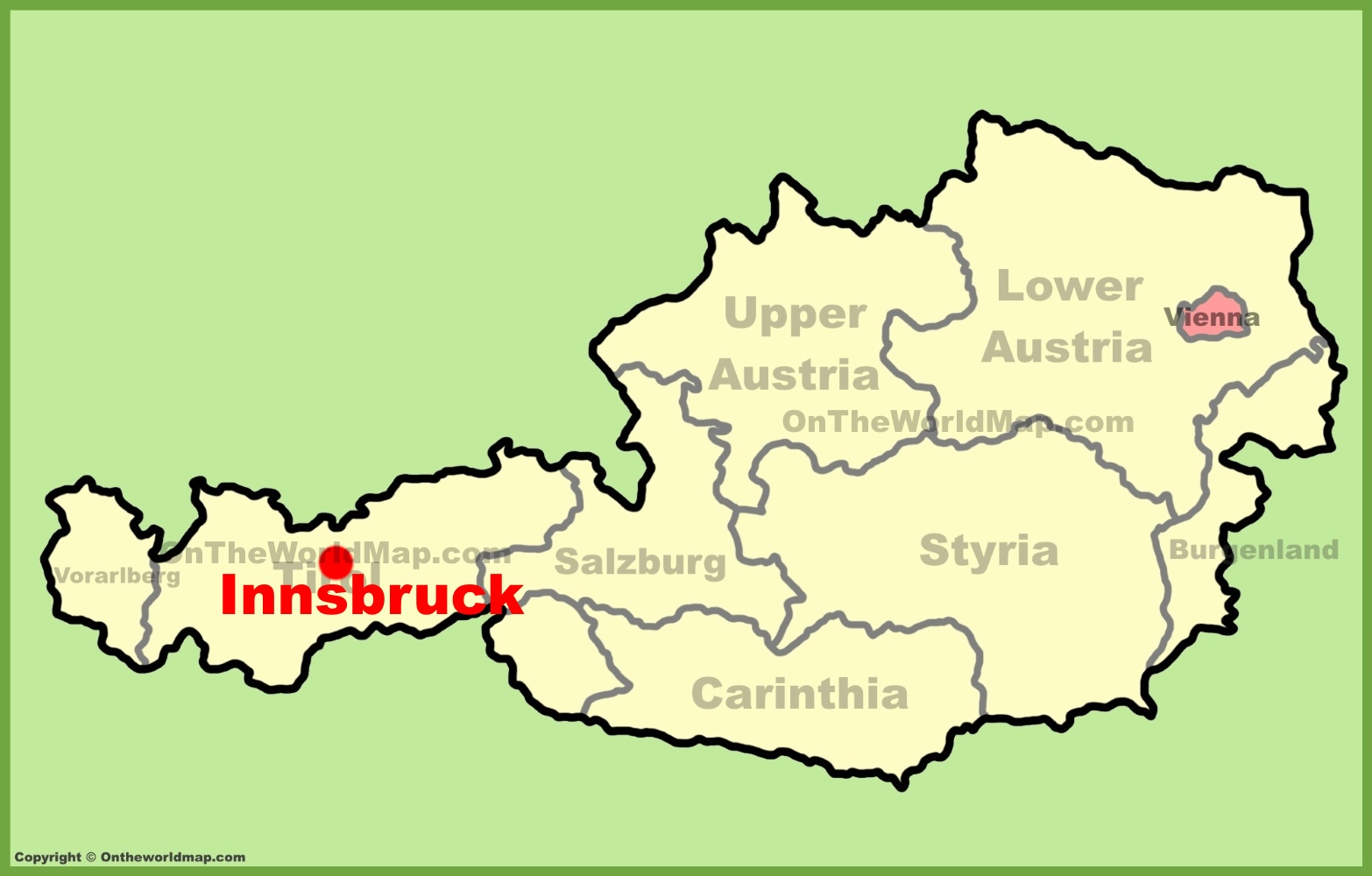 Innsbruck Location On The Austria Map
