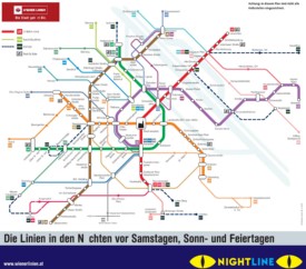Vienna night U-Bahn and bus map
