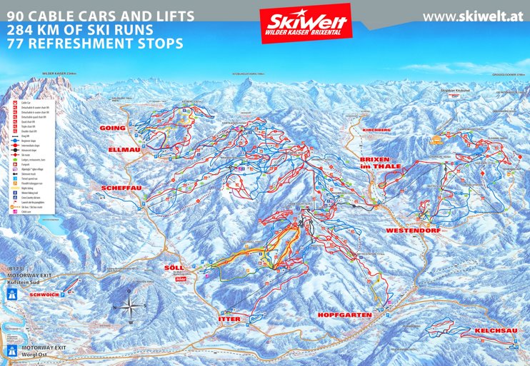 Brixental - SkiWelt ski map