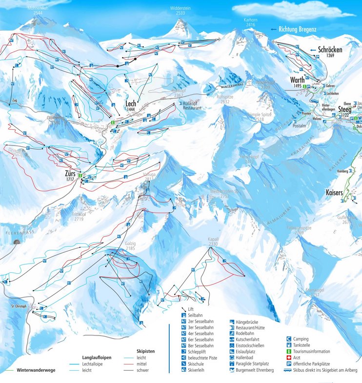 Lech and Zürs ski map