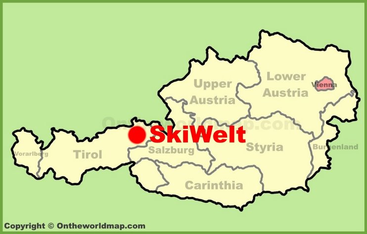 SkiWelt location on the Austria Map