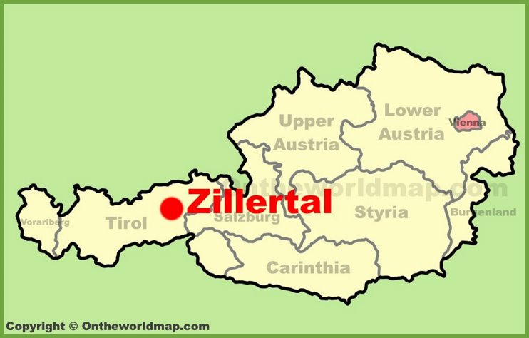 Zillertal location on the Austria Map