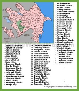 Administrative map of districts in Azerbaijan