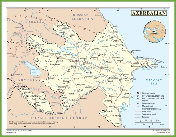 Road map of Azerbaijan