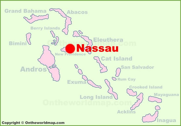 Nassau location on the Bahamas Map