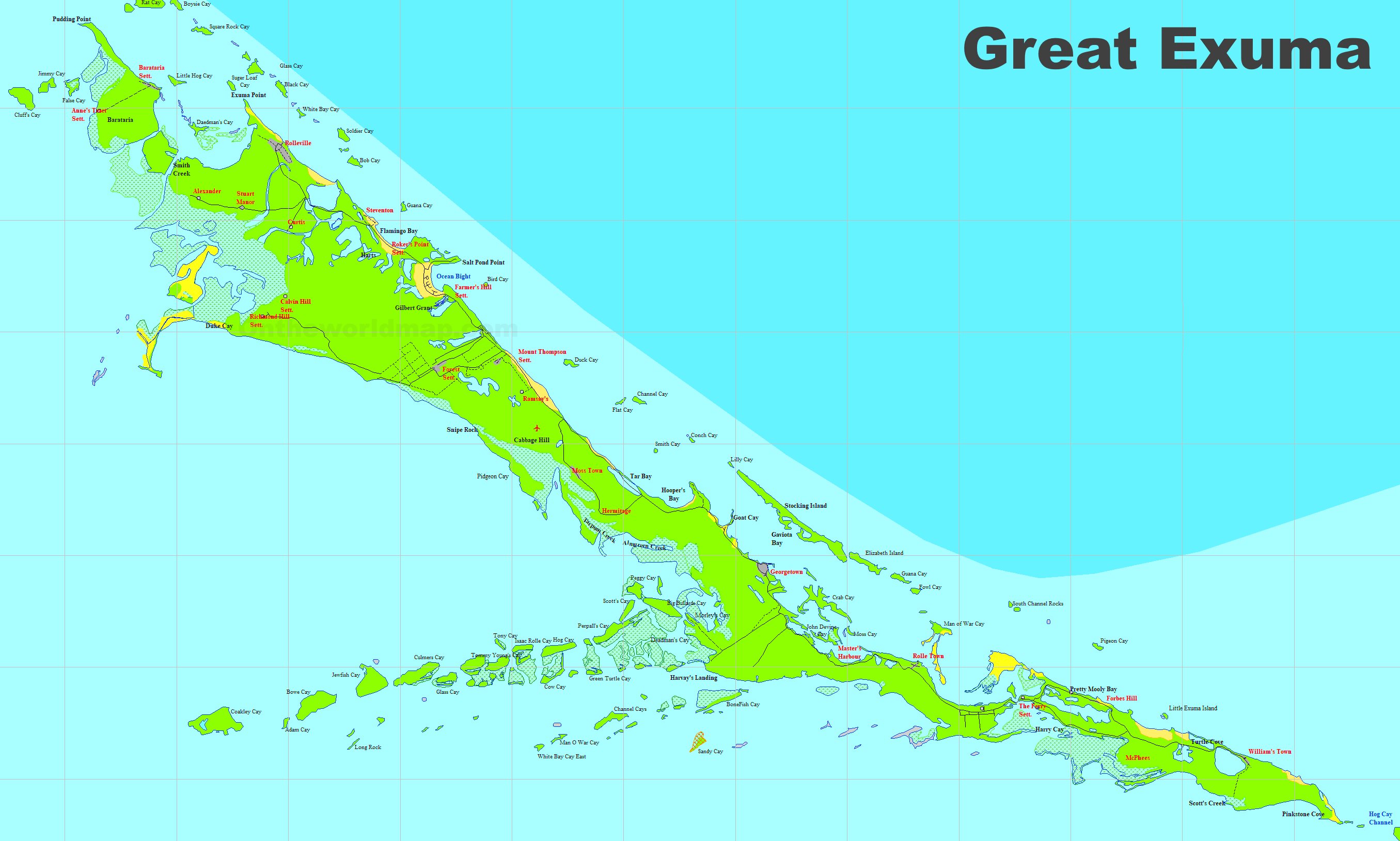 Large Detailed Map Of Exuma Large Detailed Map Of Exuma