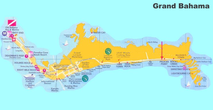 Grand Bahama tourist map