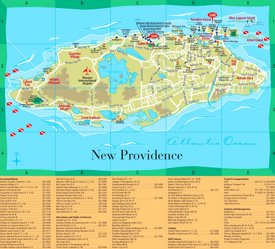 New Providence hotels and tourist attractions map