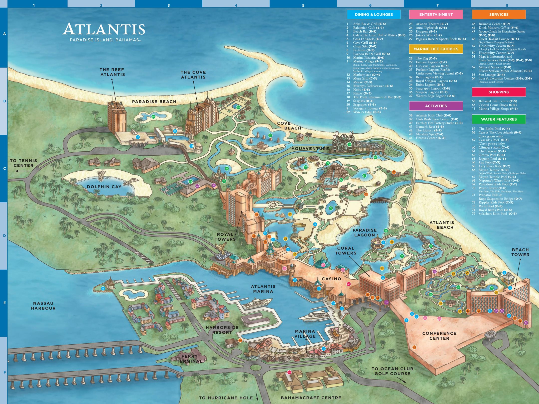 Atlantis Paradise Island Hotel overview map