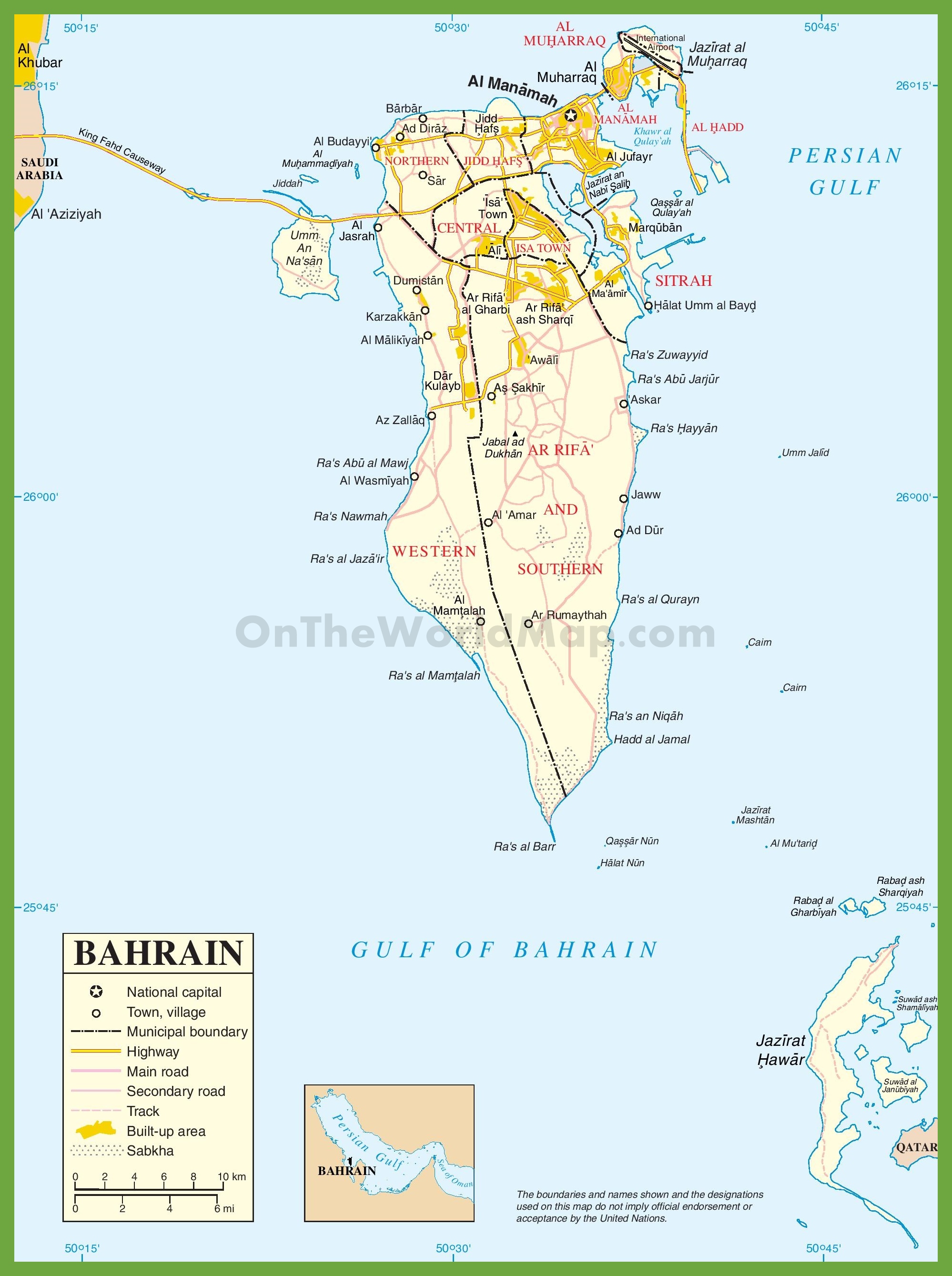 Large Detailed Map Of Bahrain 