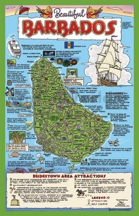 Tourist map of Barbados with attractions