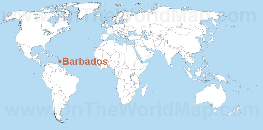 Barbados On The World Map Barbados On The Caribbean Map